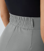 Pantalon de travail Halara Flex™ droit froncé avec poche zippée, taille haute