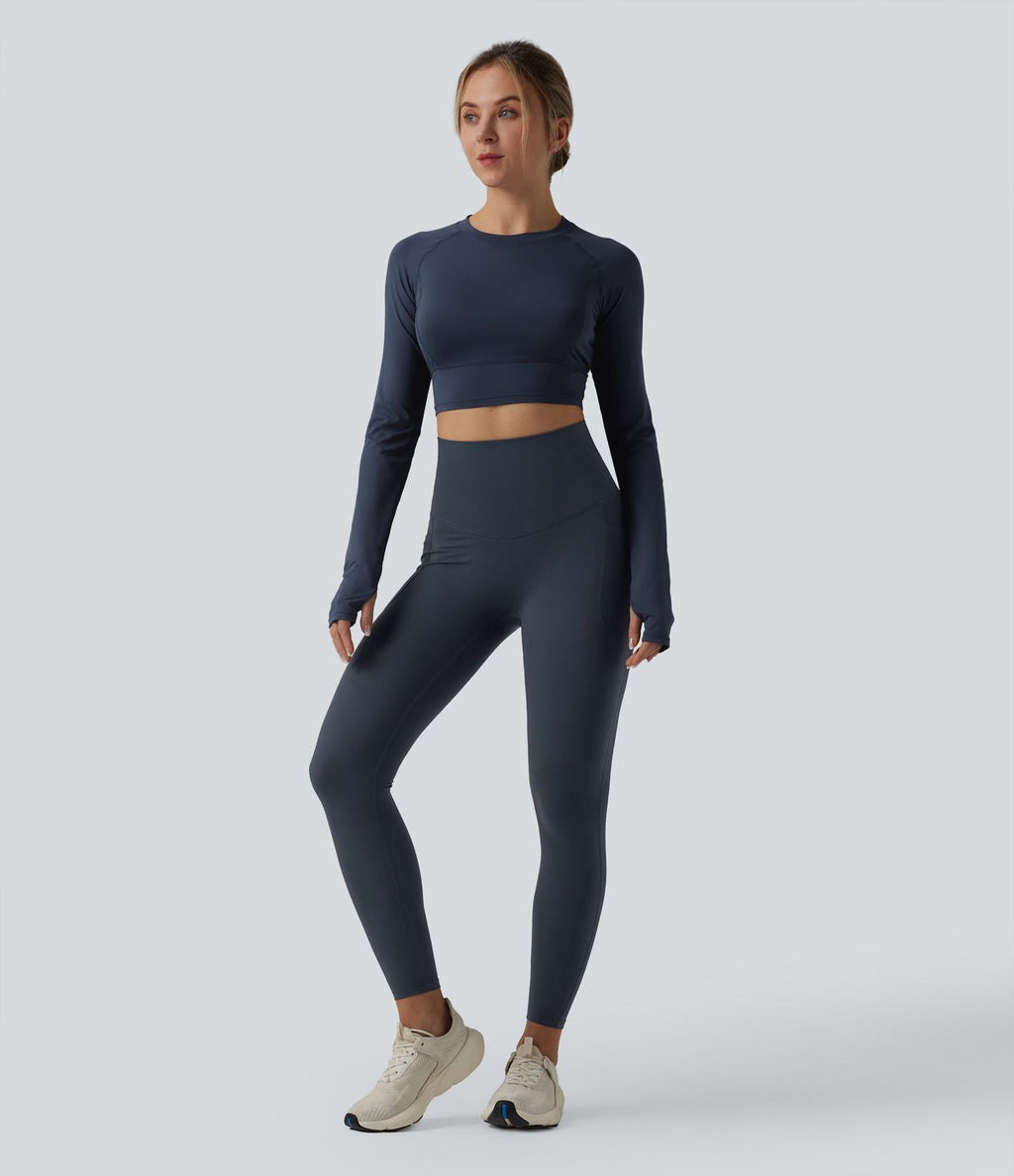 Halara Ultrasculpt™ Legging de running gainant taille haute dos croisé avec poches
