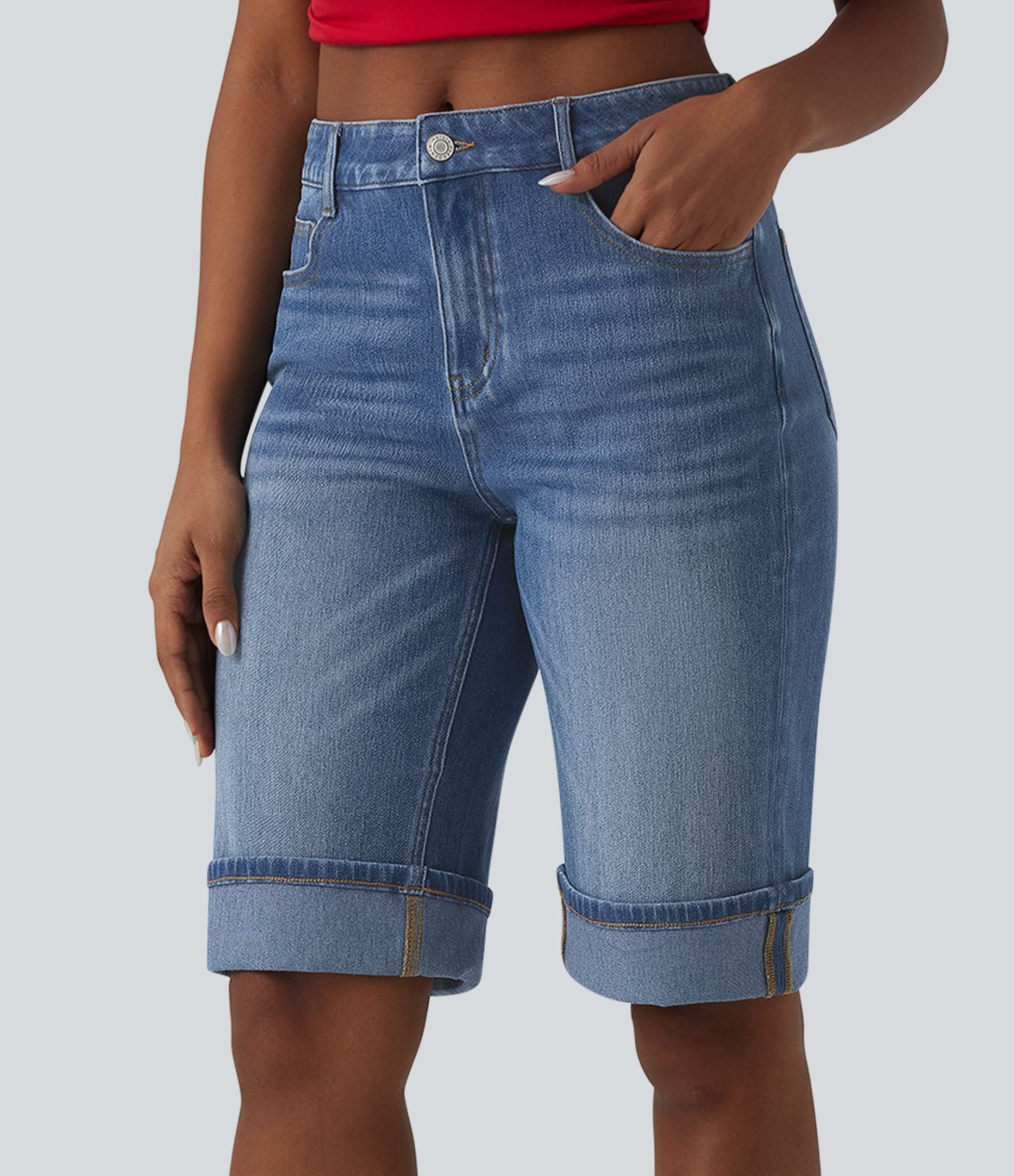 Short tailleur Halara Flex™ denim casual taille mi-haute avec poches