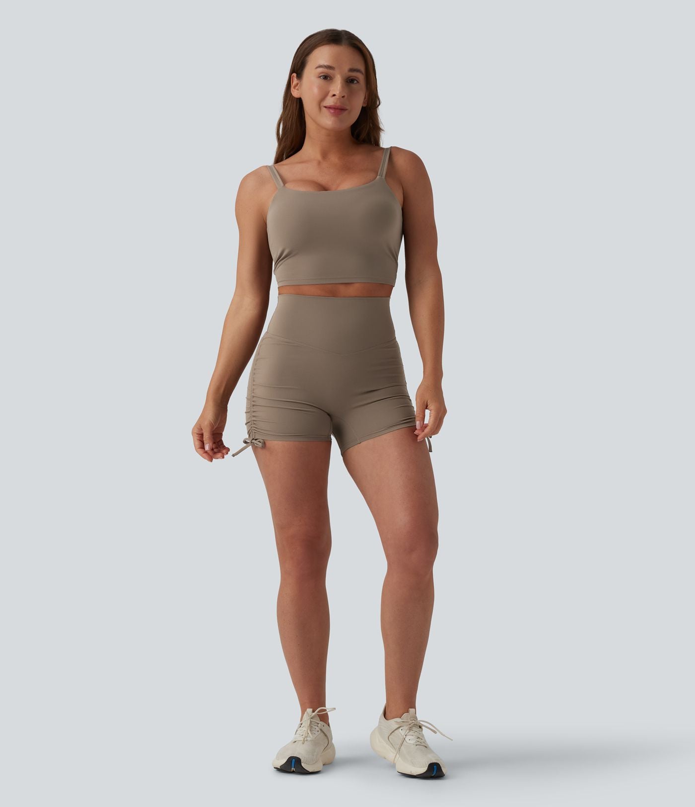 Short cycliste de yoga Halara UltraSculpt™ taille haute froncé lacé 7,5 cm avec poche