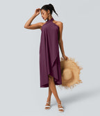 Jupe fluide de Vacances Breezeful™ Séchage Rapide Taille Haute Dos Noué Torsadé