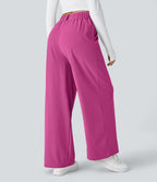 Pantalon Tailleur Large Fluide Halara Flex™ Gaufré Taille Haute Poches Latérales
