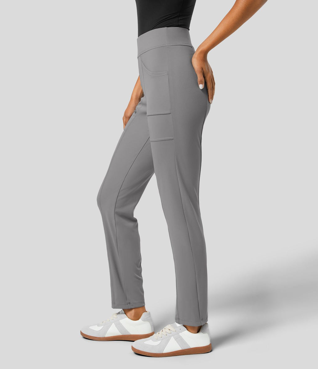 Pantalon ajusté taille haute zippé avec poches
