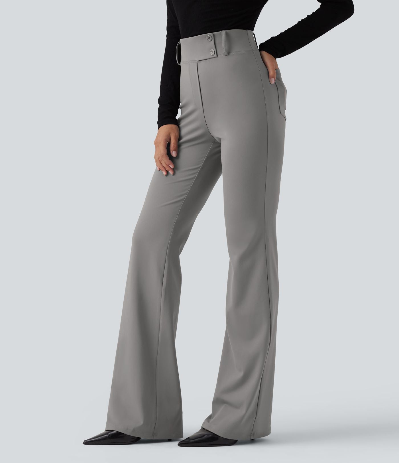 Pantalon tailleur évasé taille haute avec poches Halara Flex™