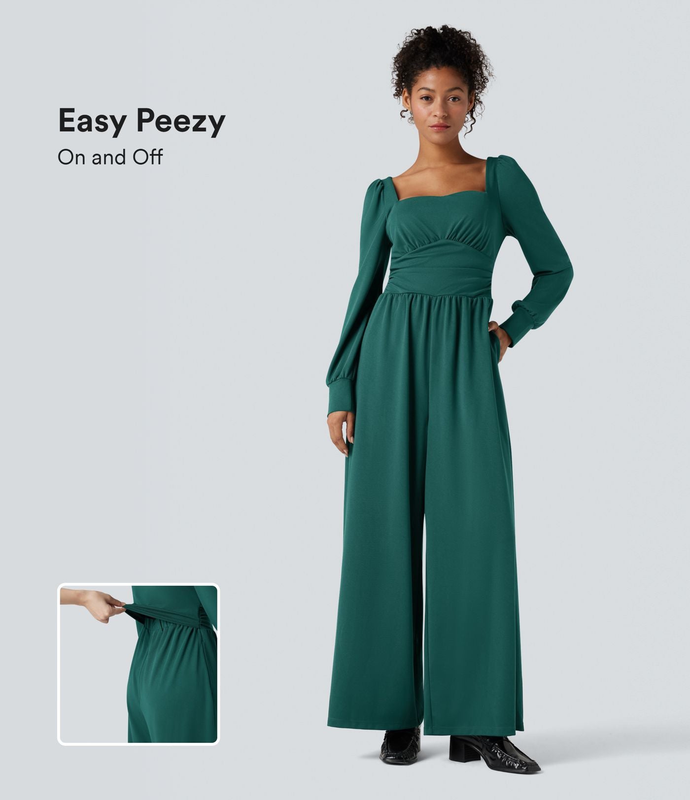 Combinaison de travail décolleté carré à manches longues avec poches - Édition Easy Peasy