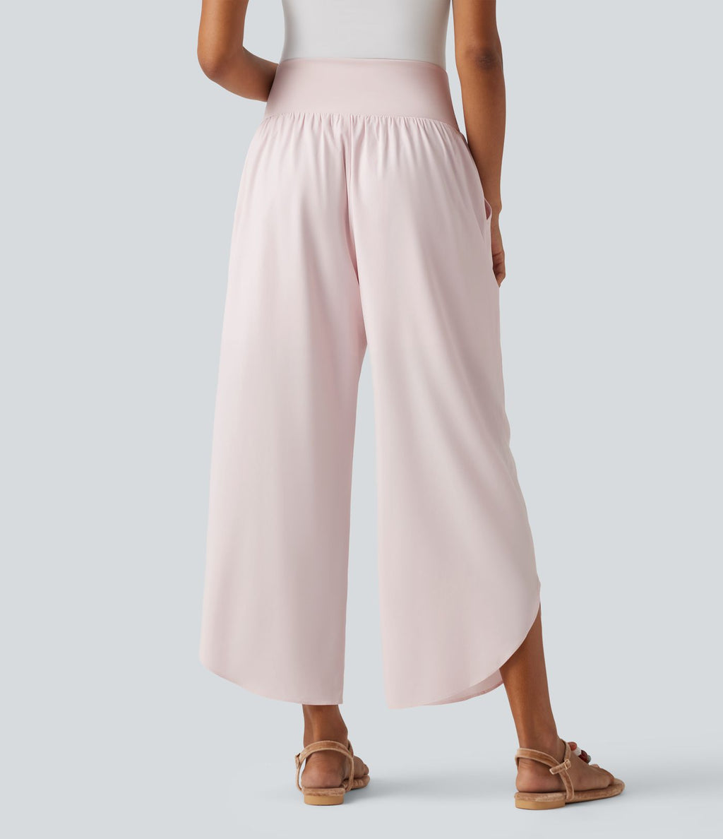 Pantalon Breezeful™ style vacances taille haute gainant 2-en-1 à bas fendu, séchage rapide et poches