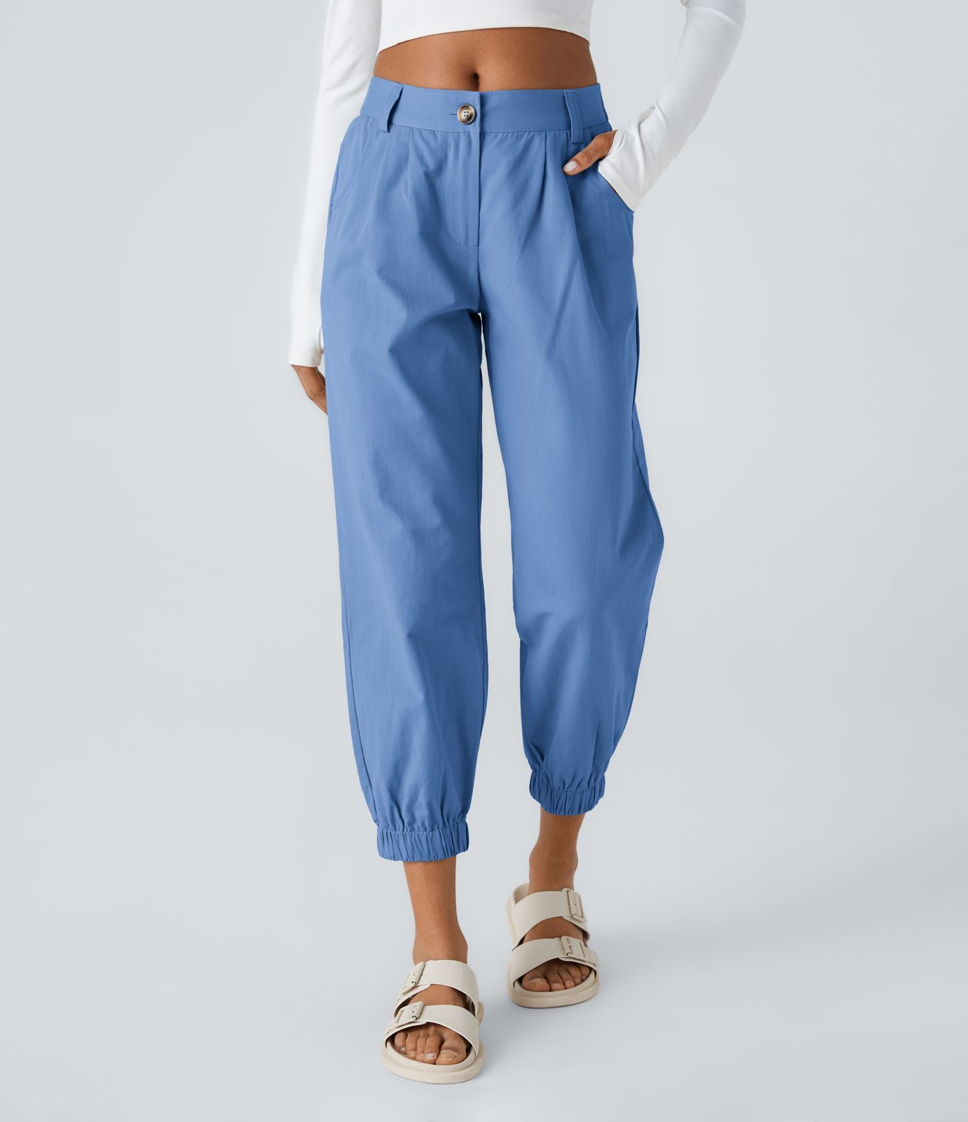 Joggings décontractés à taille mi-haute avec poches