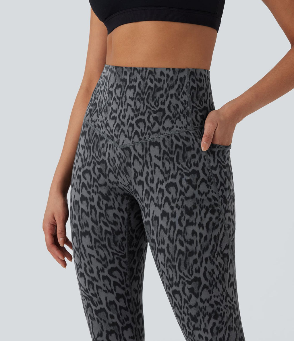 Legging de yoga gainant taille haute imprimé léopard avec poches Halara UltraSculpt™