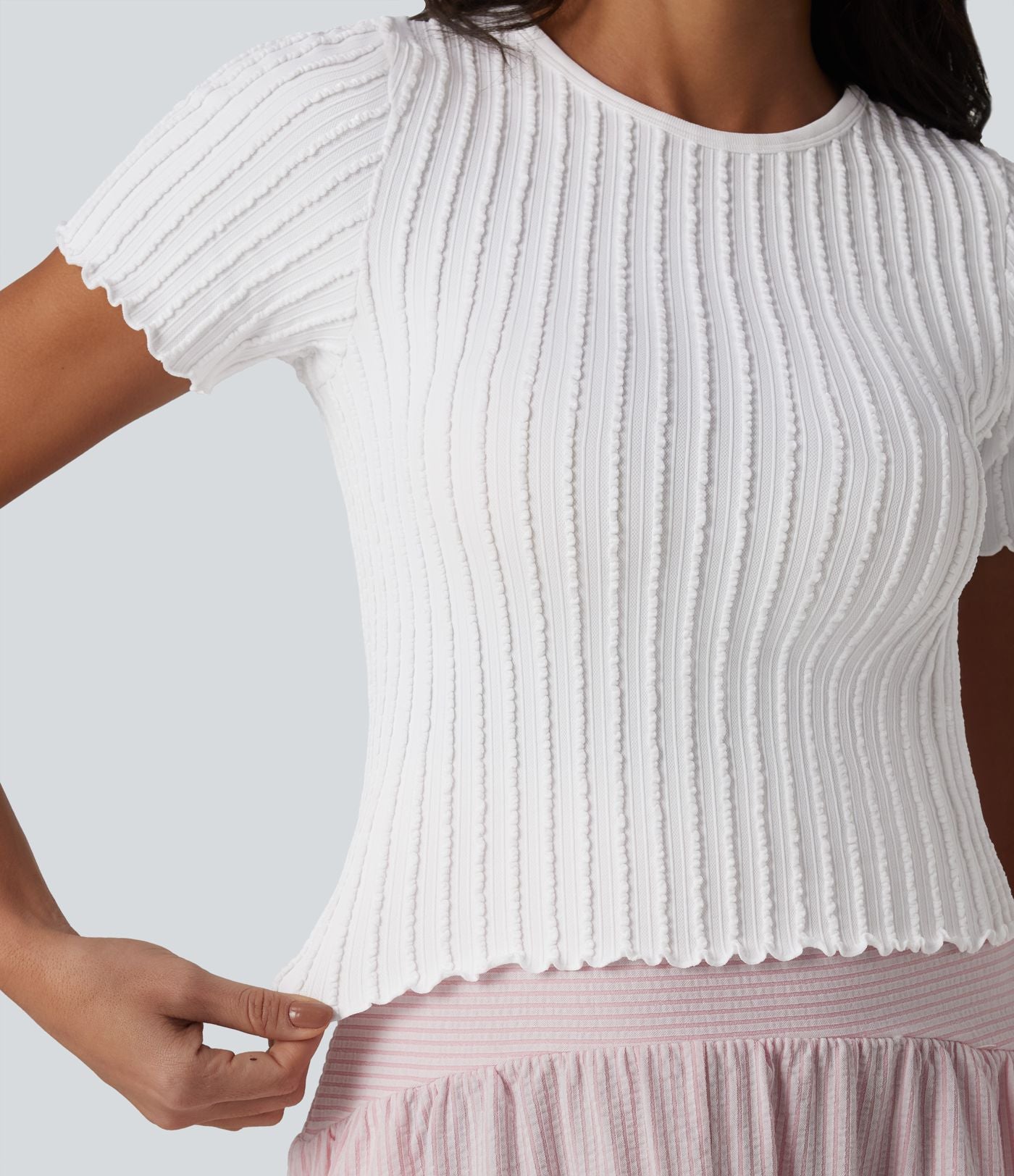 T-shirt crop décontracté OneForm Seamless Flow col rond manches courtes