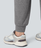 Jogging yoga grande taille froncé taille haute avec cordon de serrage et poches