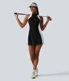 Halara UltraSculpt™ Robe sport mini de golf à col cheminée, soutien-gorge intégré, dos nageur et colorblock