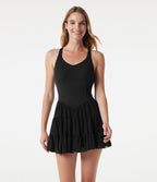 Robe sport de danse mini 2-en-1 SoftlyZero™ avec brassière intégrée, mesh contrasté et poches - Édition Easy Peasy - UPF50+