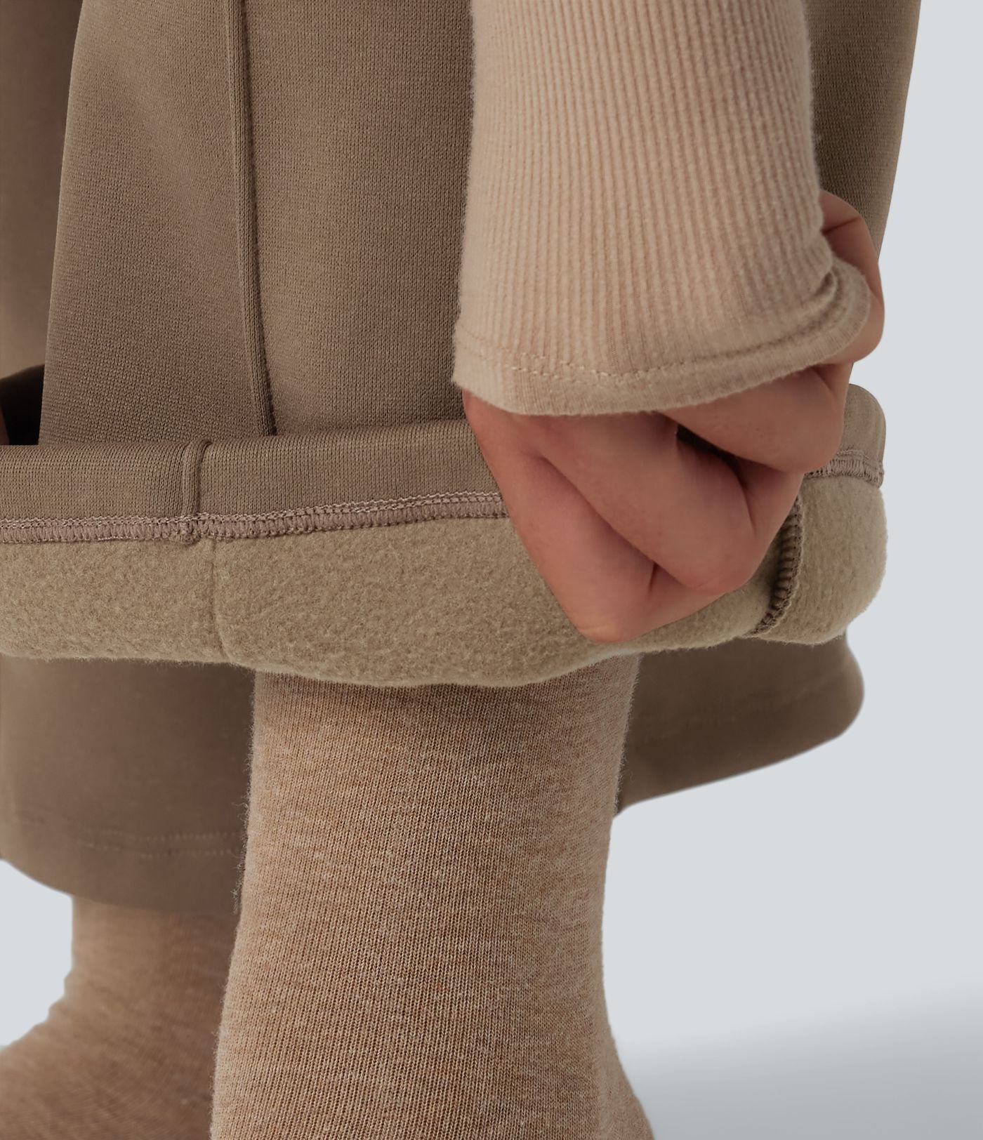 Pantalon thermique coupe droite taille haute avec cordon de serrage et poches