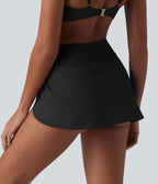 Bas de bikini 2-en-1 taille haute ourlet asymétrique avec poches