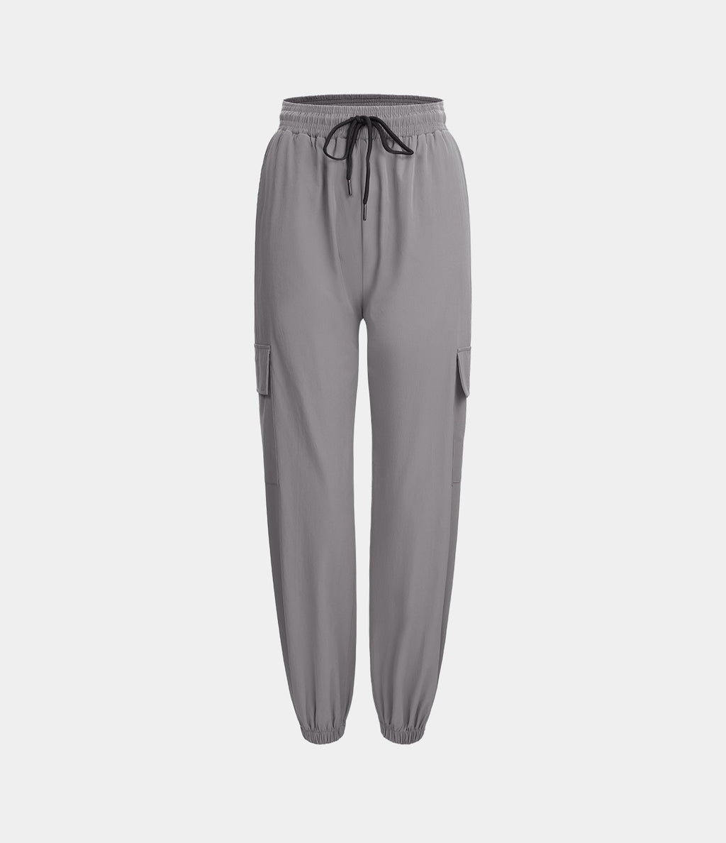 Jogging Cargo Casual à Taille Mi-Haute Cordon de Serrage et Poches Latérales