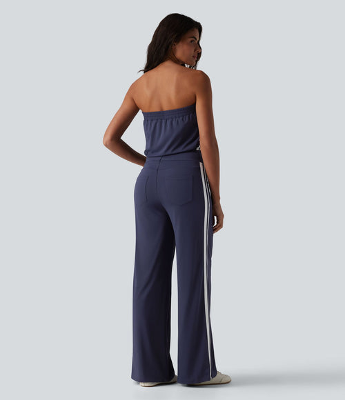 Combinaison casual bustier bandes latérales rayures à séchage rapide SoftlyZero™ QuickDry avec poches - Easy Peasy