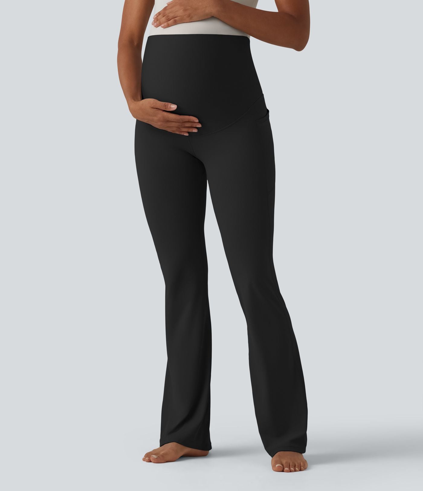 SoftlyZero™ Legging de yoga de maternité évasé taille super haute avec poches