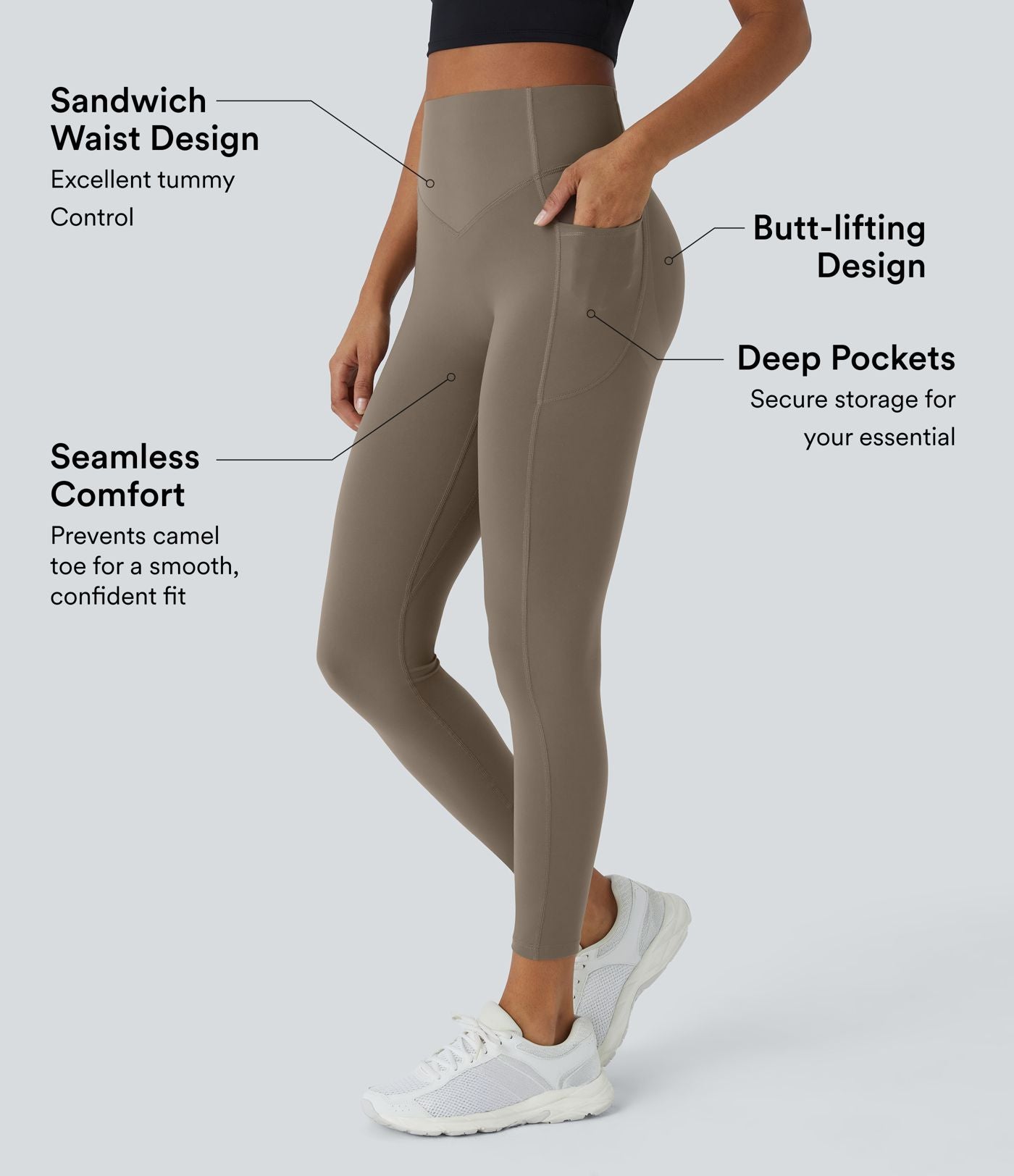 Legging de yoga gainant taille haute avec poches Halara UltraSculpt™