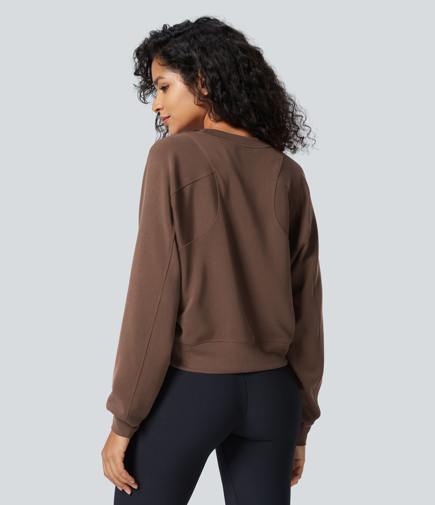 Sweatshirt Casual Solide à Manches Raglan et Col Rond