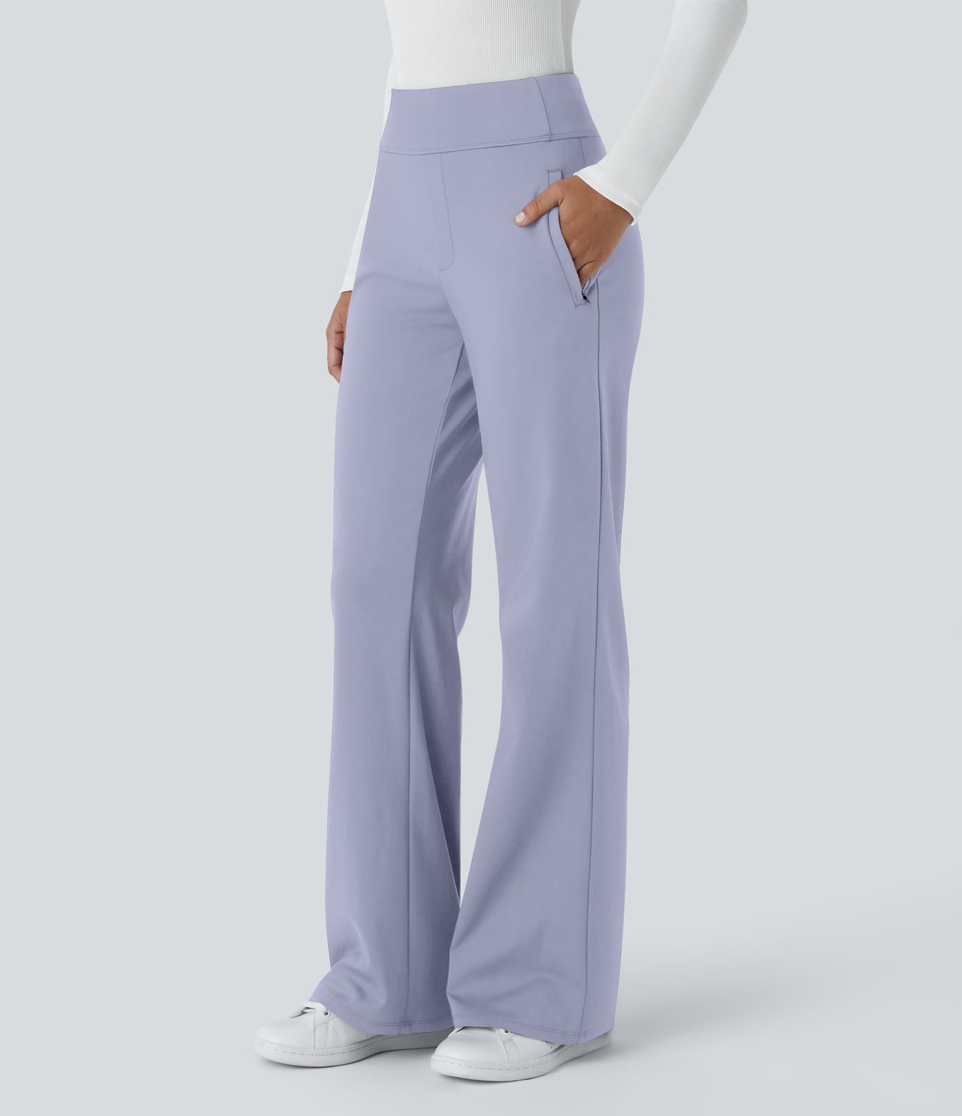 Pantalon tailleur évasé taille mi-haute Halara Flex™ DayStretch avec zip latéral et poches