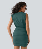 Robe mini moulante soirée col rond sans manches froncée effet frais InstantCool SoftlyZero™ Airy