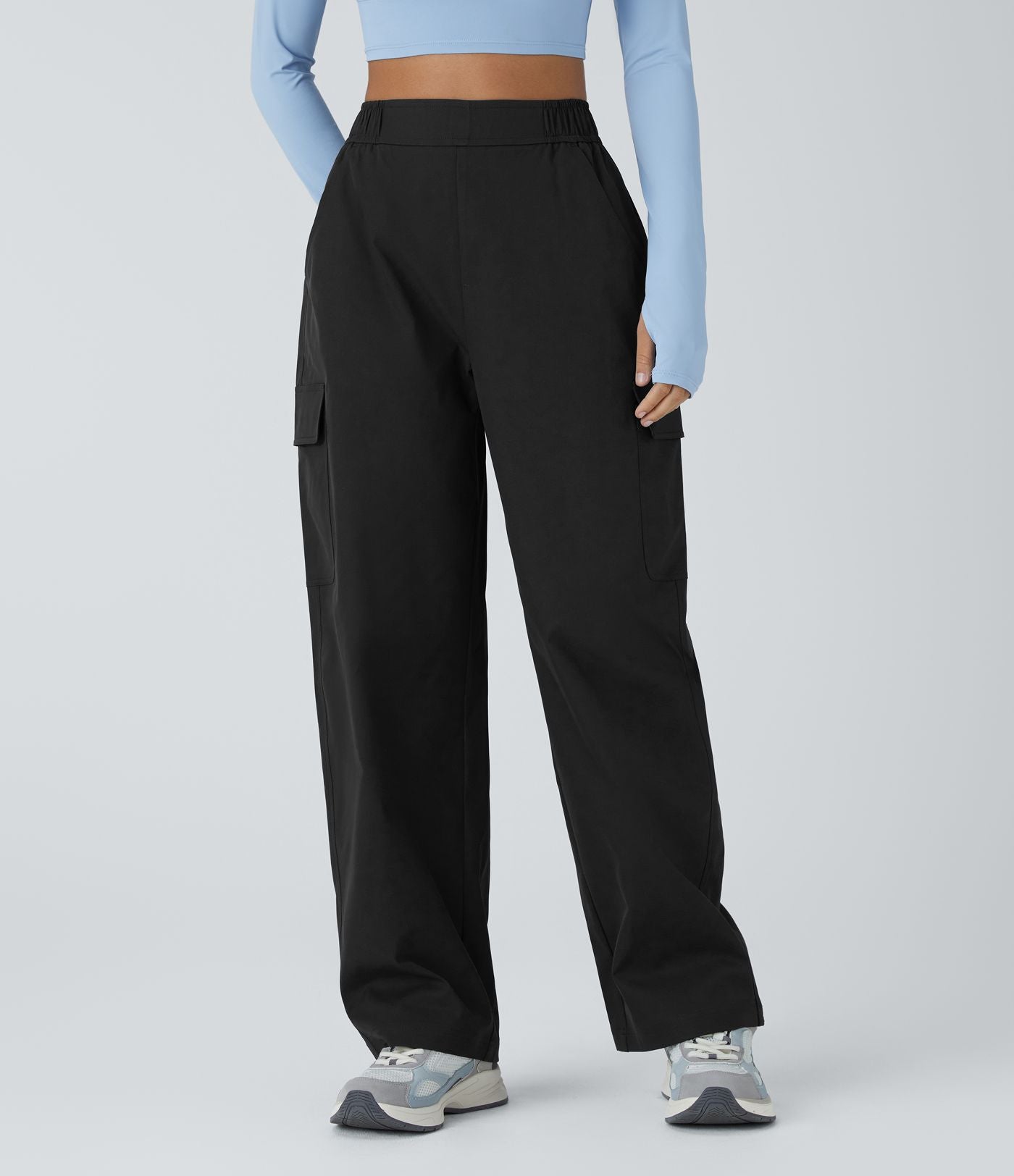 Pantalon cargo de camping déperlant et résistant à l’usure, taille haute, avec poches