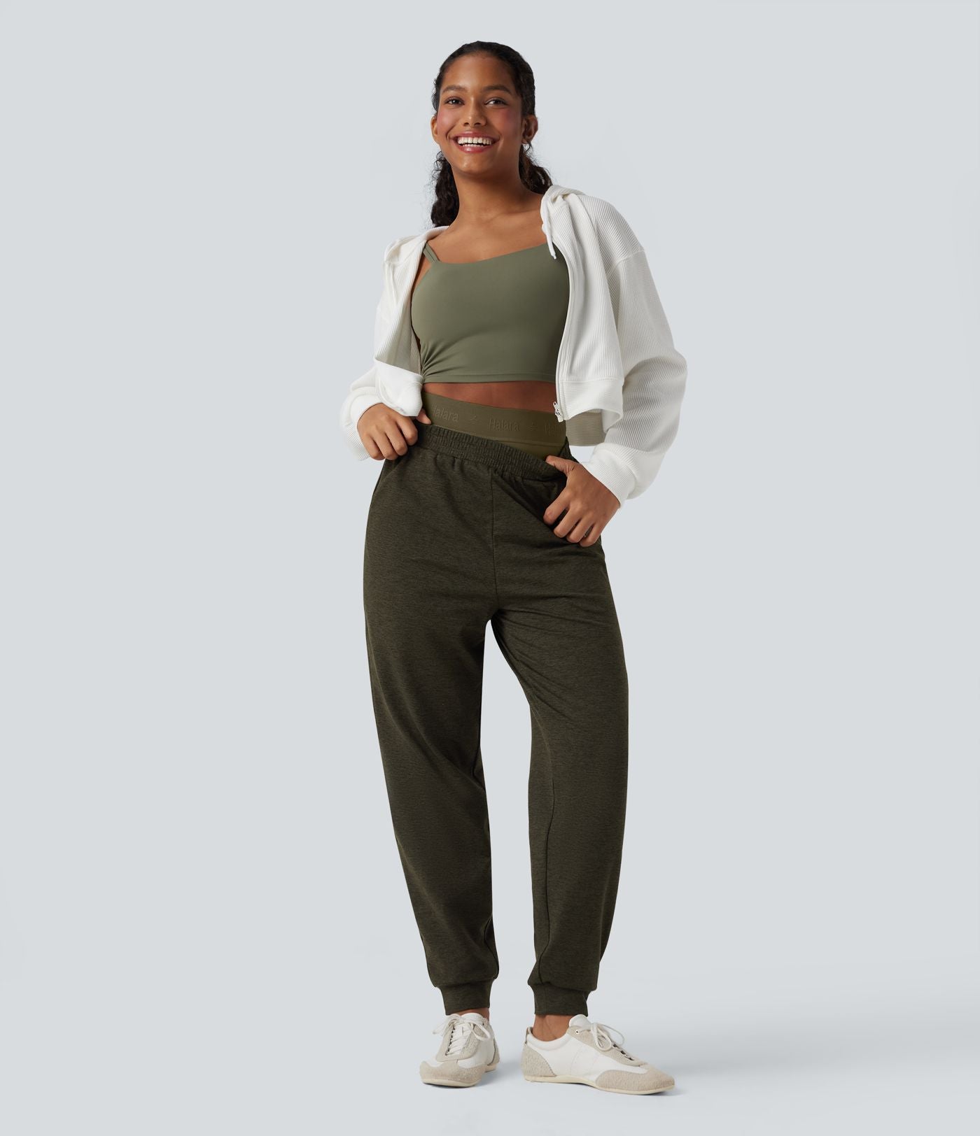 Jogging décontracté  thermique taille haute séchage rapide avec poches-UPF40+