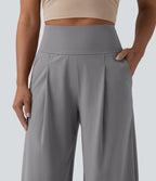 Pantalon large décontracté SoftlyZero™ Airy gainant taille haute effet frais InstantCool avec poches, protection solaire UPF50+