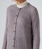 Cardigan ajouré col rond manches longues avec boutons