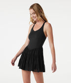 Robe sport de danse mini 2-en-1 SoftlyZero™ avec brassière intégrée, mesh contrasté et poches - Édition Easy Peasy - UPF50+
