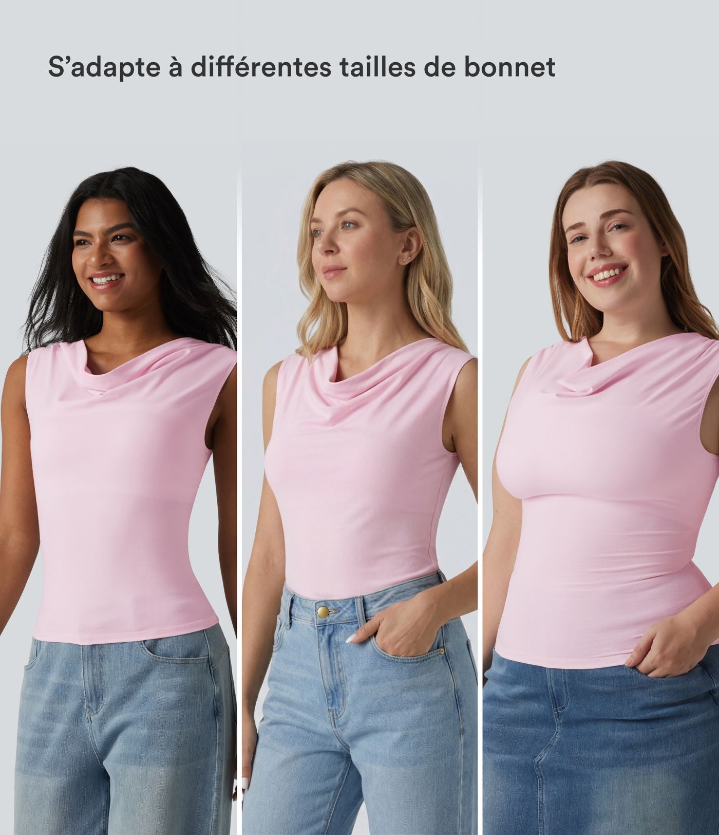 Halara haut décontracté en jersey de coton col bénitier sans manches soutien-gorge intégré bonnets B-DD