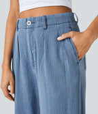 Jean carotte 7/8 casual délavé Halara Flex™ taille mi-haute avec poches