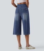 Jean capri ample Halara Flex™ taille haute gainant avec poches