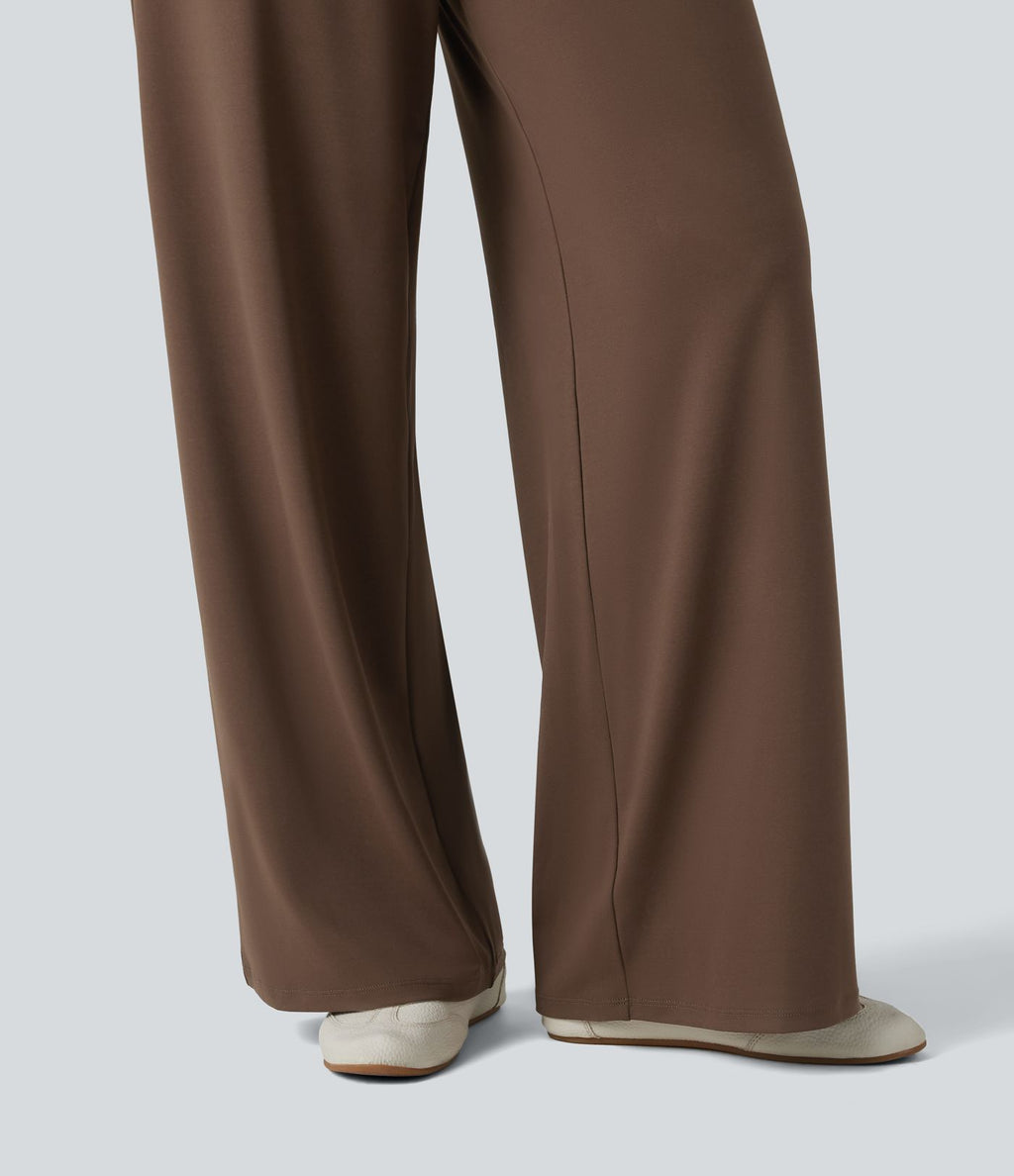 Combinaison casual froncée jambe large sans manches à col bateau avec poches - Édition Easy Peasy