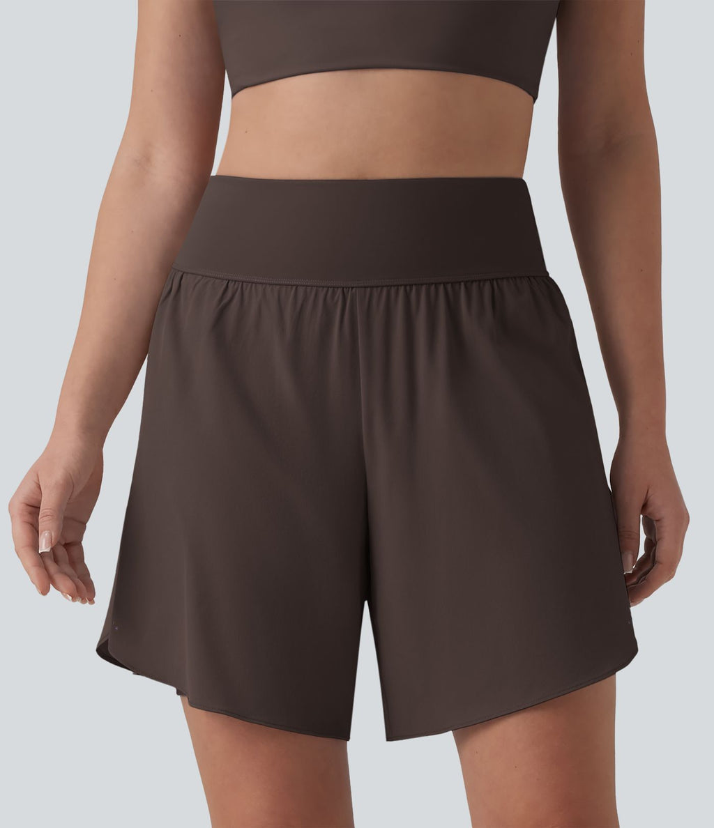 SoftlyZero™ QuickDry Short running 2-en-1 gainant taille haute à pois réfléchissants et ourlet croisé 17,5 cm avec poches