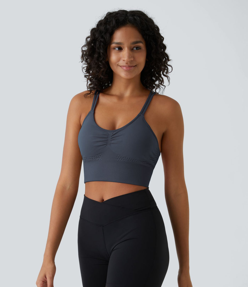 Brassière de sport maintien léger bretelles froncées doubles bonnets A-D OneForm Seamless Flow