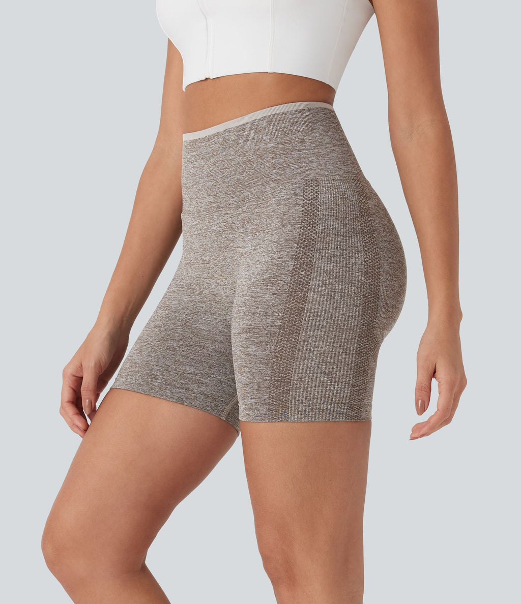 Short cycliste yoga 12,5 cm effet push-up taille haute froncé sans couture OneForm Seamless Flow
