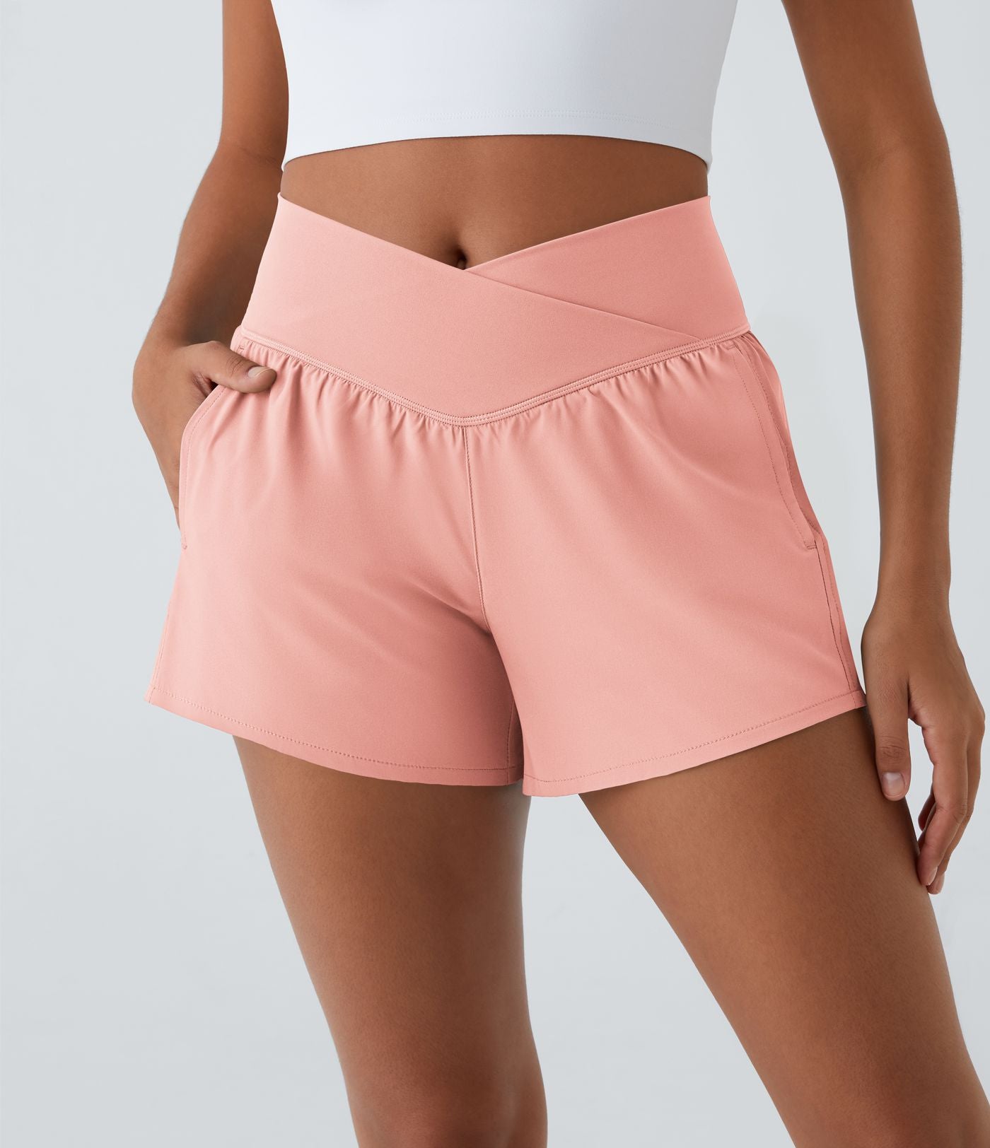 Breezeful™ Shorts 10cm Yoga Séchage Rapide 2 en 1 Taille Haute Poches Latérales Croisées
