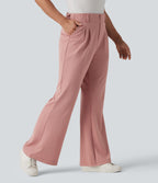 Halara Flex™ Pantalon tailleur évasé gaufré taille haute avec poches