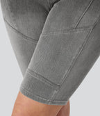 Halara Flex™ Short 22,8cm Casual En Denim Extensible Avec Poche Arrière Taille Midi