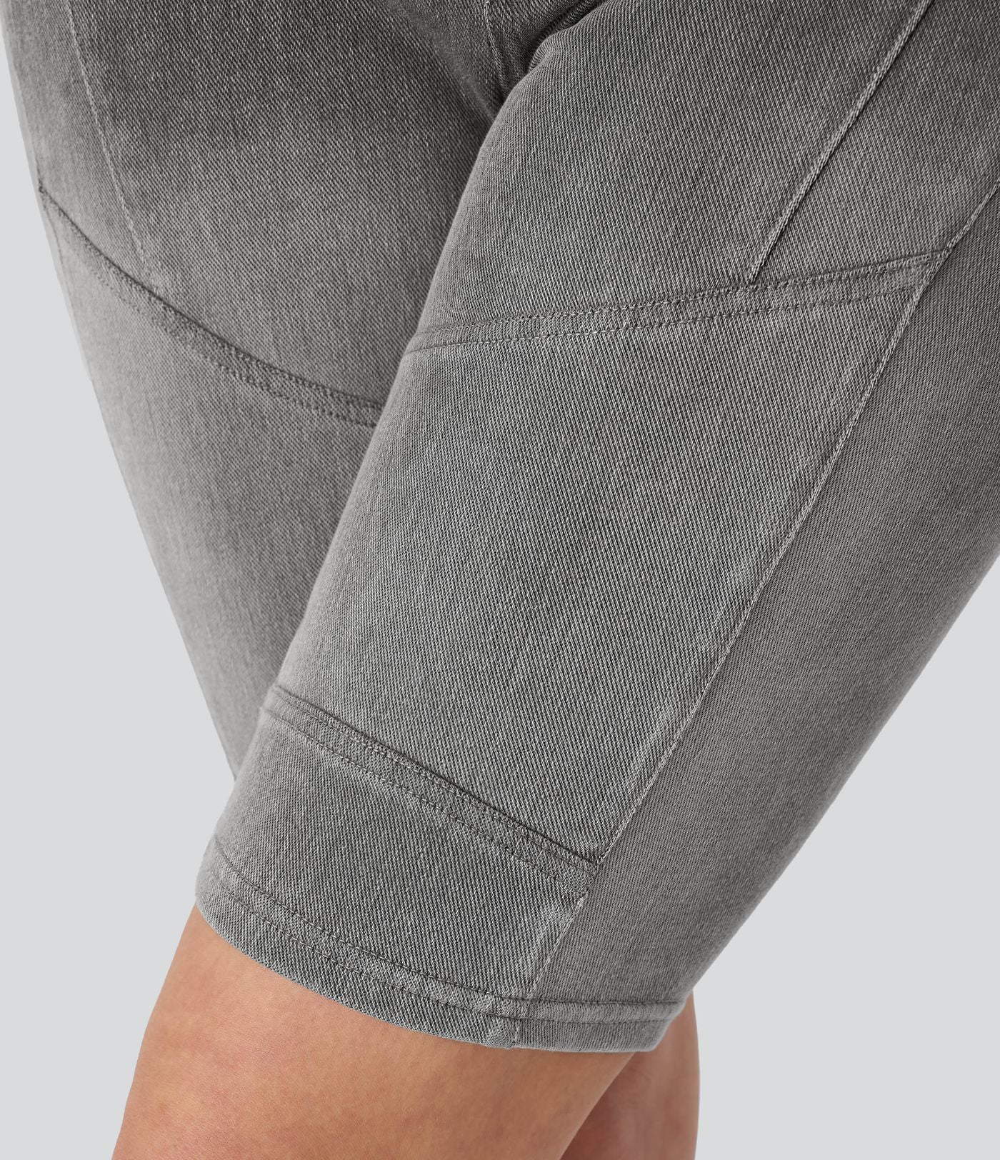 Halara Flex™ Short 22,8cm Casual En Denim Extensible Avec Poche Arrière Taille Midi