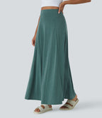 Jupe Évasée Casual Longue Fermeture Éclair Latérale Taille Haute