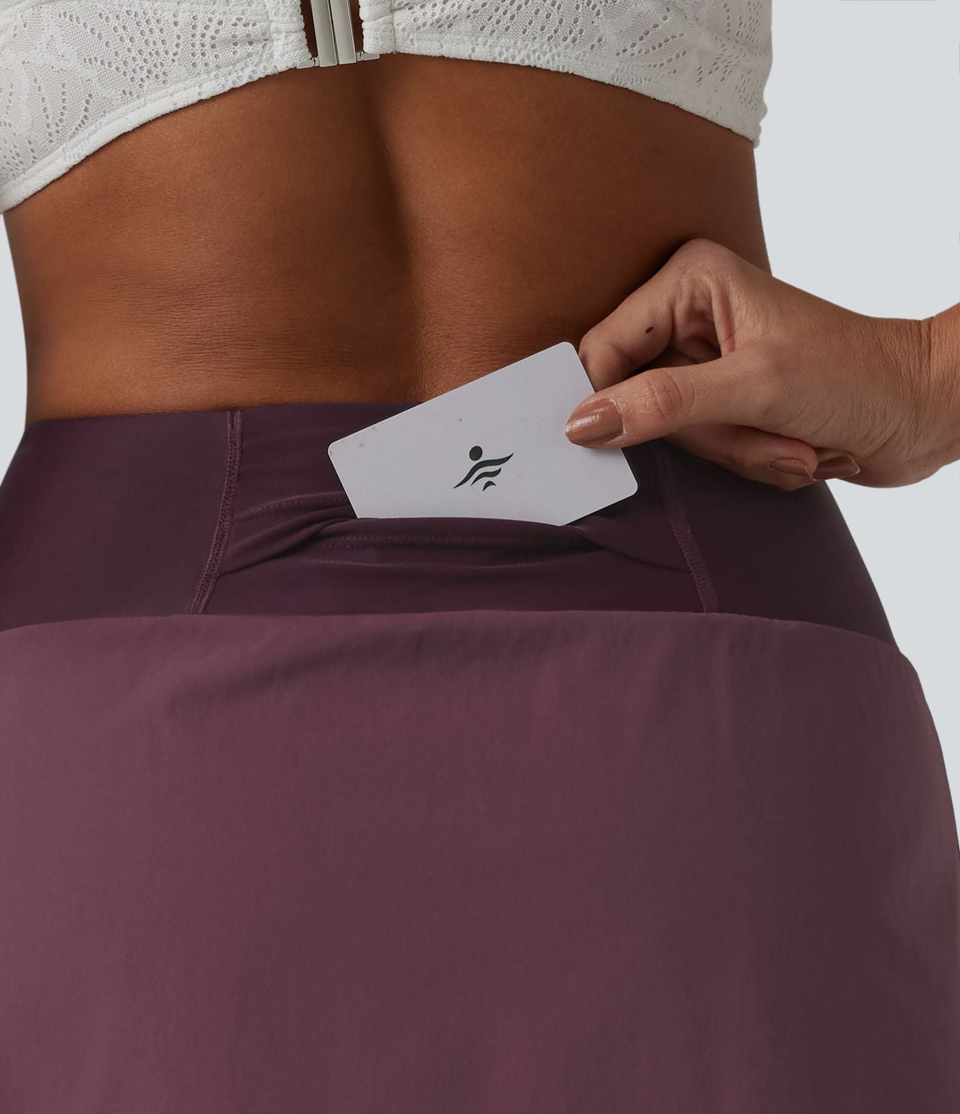 Bas de bikini 2-en-1 taille haute avec poche