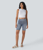 Halara Flex™ Short 22,8cm Casual En Denim Extensible Avec Poche Arrière Taille Midi