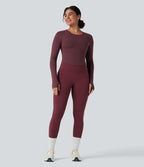 Top yoga slim SoftlyZero™ dos nu boucle ajustable manches longues avec trous pouces - UPF50+
