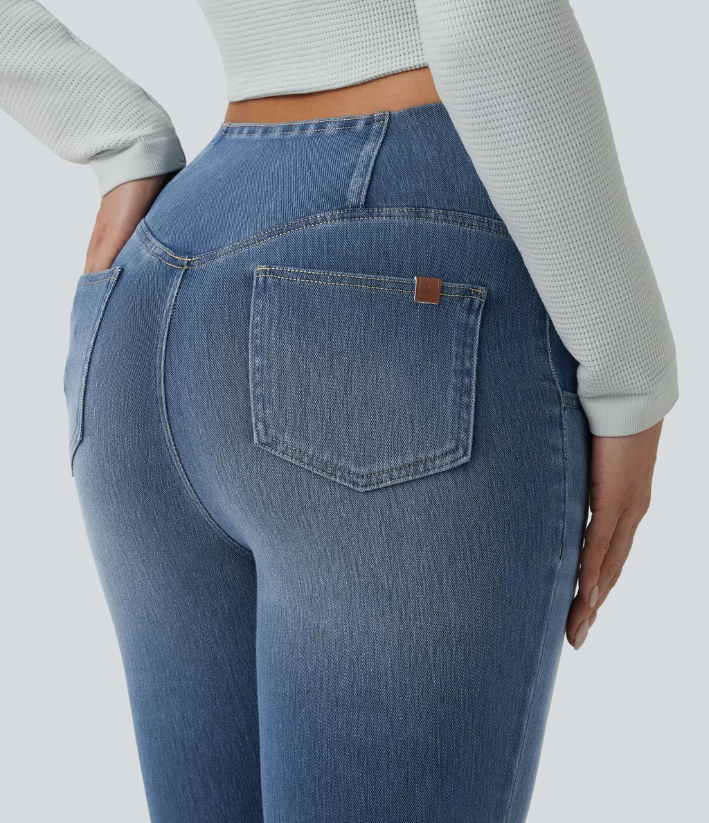 Jegging capri décontracté Halara Flex™ denim croisé taille haute avec poches