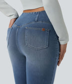 Jegging capri décontracté Halara Flex™ denim croisé taille haute avec poches
