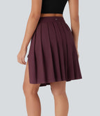 Jupe-short décontractée Breezeful™ taille haute plissée 2-en-1 avec boucle ajustable à séchage rapide et poche latérale - Longueur rallongée