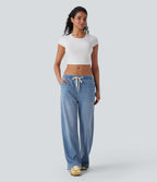 Jean ample en denim extensible à taille basse avec cordon Halara Flex™ avec multiples poches