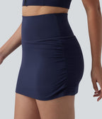 SoftlyZero™ Jupe de tennis mini moulante 2-en-1 ventre plat taille haute froncée avec poches - UPF50+